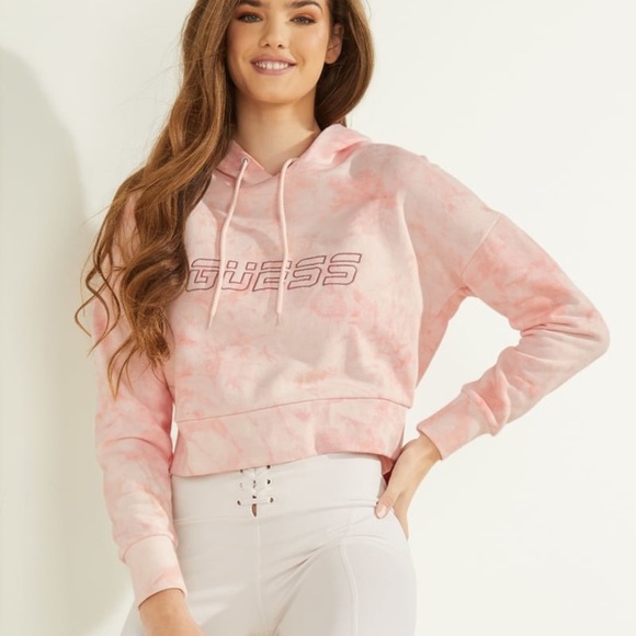 New GUESS Eco Marble Hoodie SZ XS - Picture 1 of 5